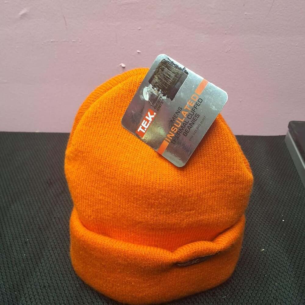 T.E.K. Thermal Cuffed Beanie Orange Insulated Hat New With Tags